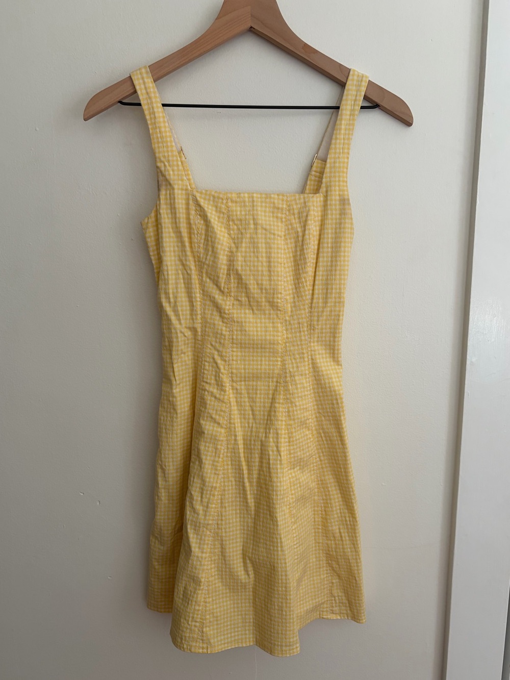 Abercrombie // butter yellow gingham mini dress XS